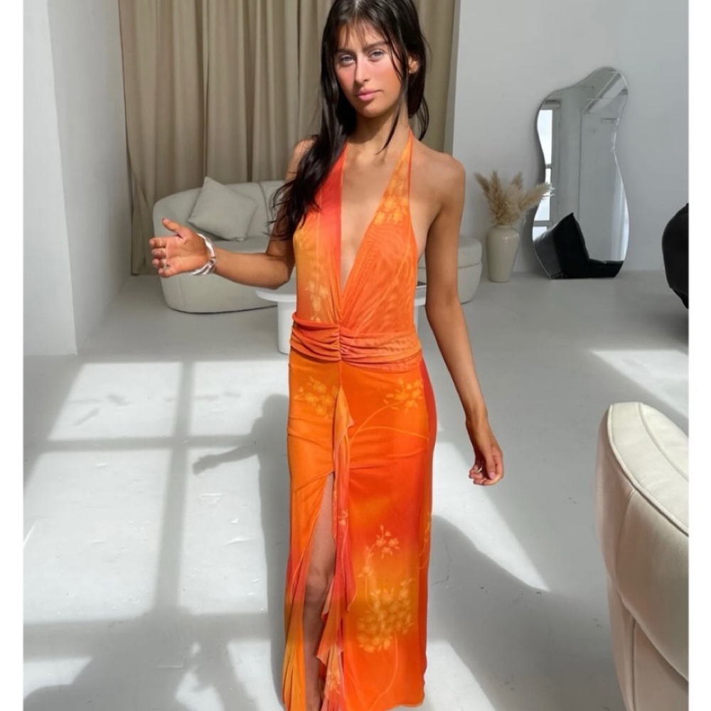 Dollective Fleur Orange Dress